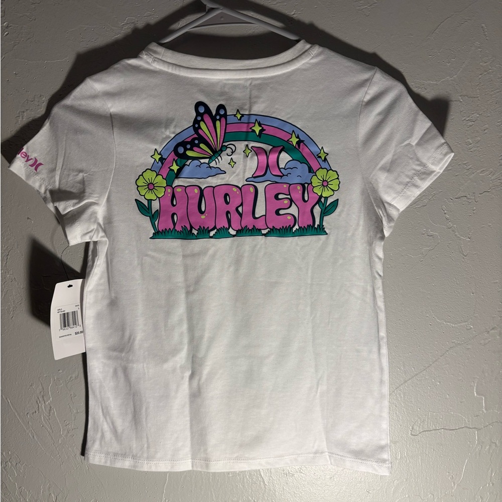 Hurley Kids Tee with Butterfly and Rainbow Graphic Size L